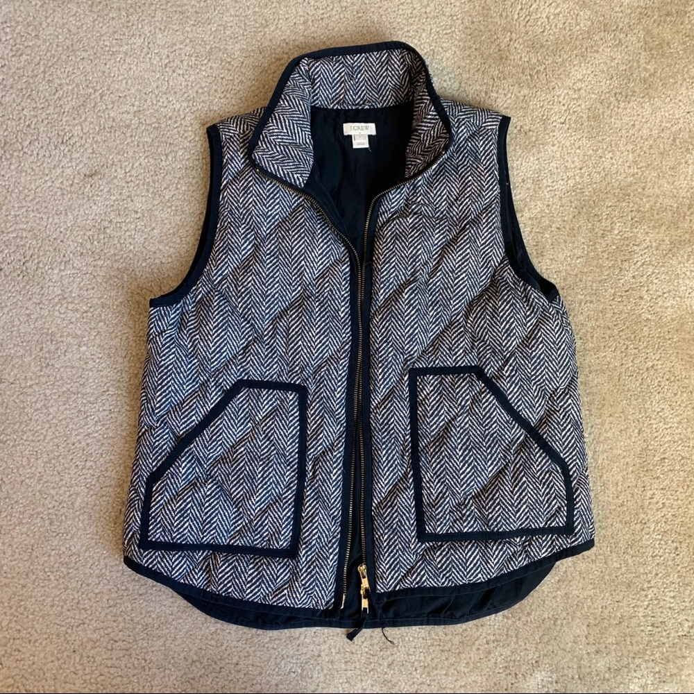 J Crew Black and white Zebra Puffer Vest